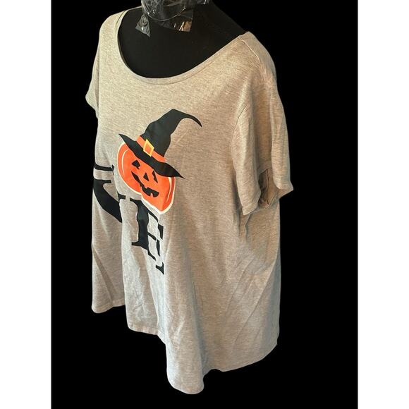 Bobbie Brooks Womens Gray LOVE Halloween T-shirt With Pumpkin Size 2XL - Picture 3 of 6